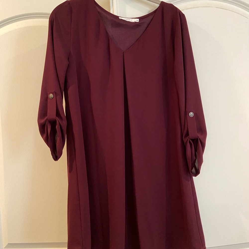 Lush Purple V-neck Dress with Sleeves